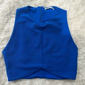Zara blue asymmetrical hem crop top NWT